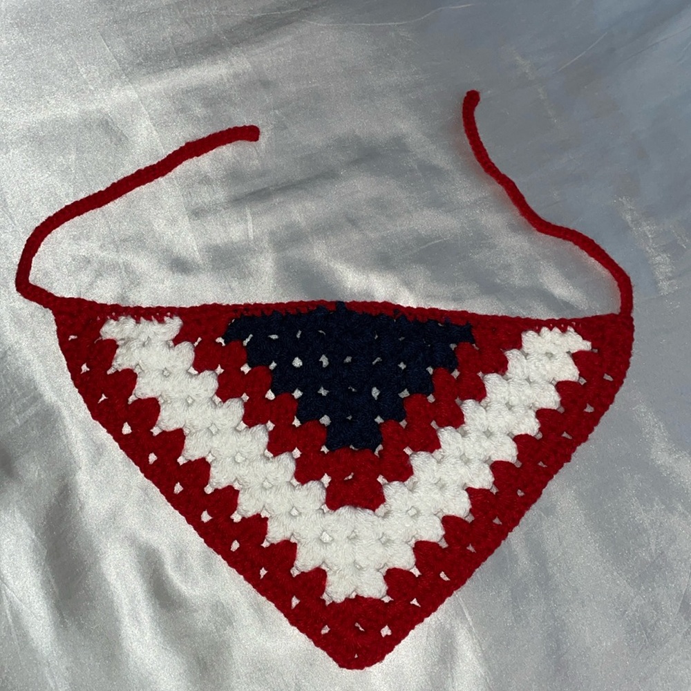 Crochet American flag color bandana ❤️🤍💙